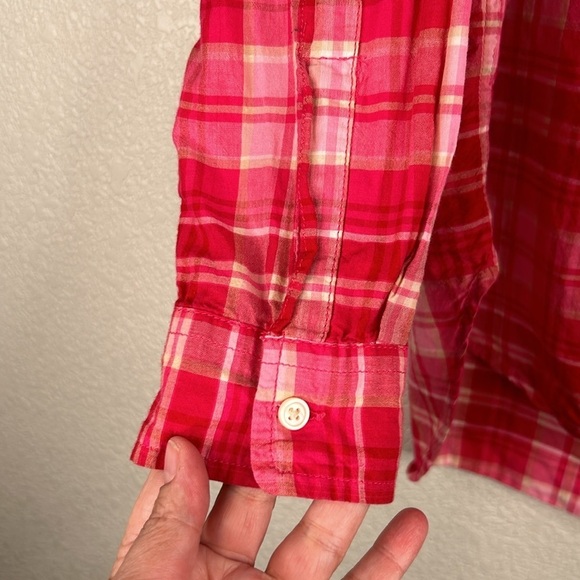 Ralph Lauren Denim & Supply Pink & White Plaid Long Sleeve Button Down Top Sz M - Picture 3 of 5